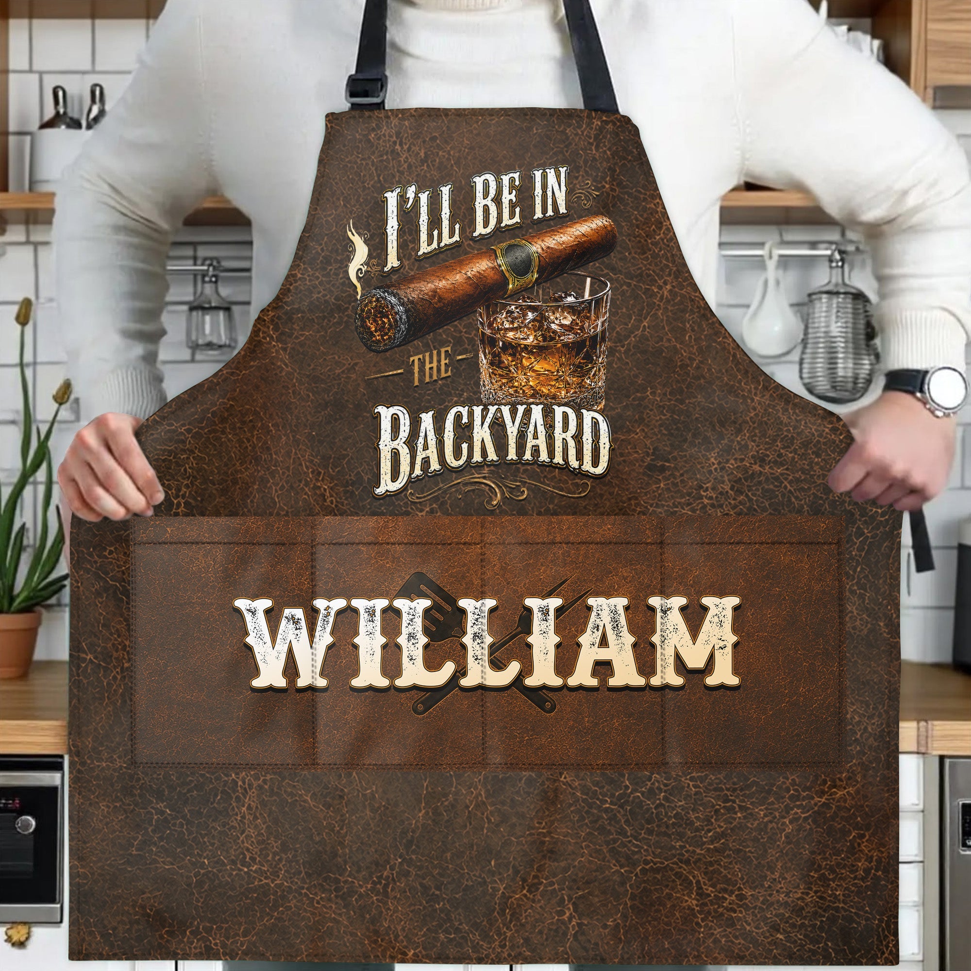 Personalized Apron with Custom Name for Dad & Grill Lovers Apron GradoCreations