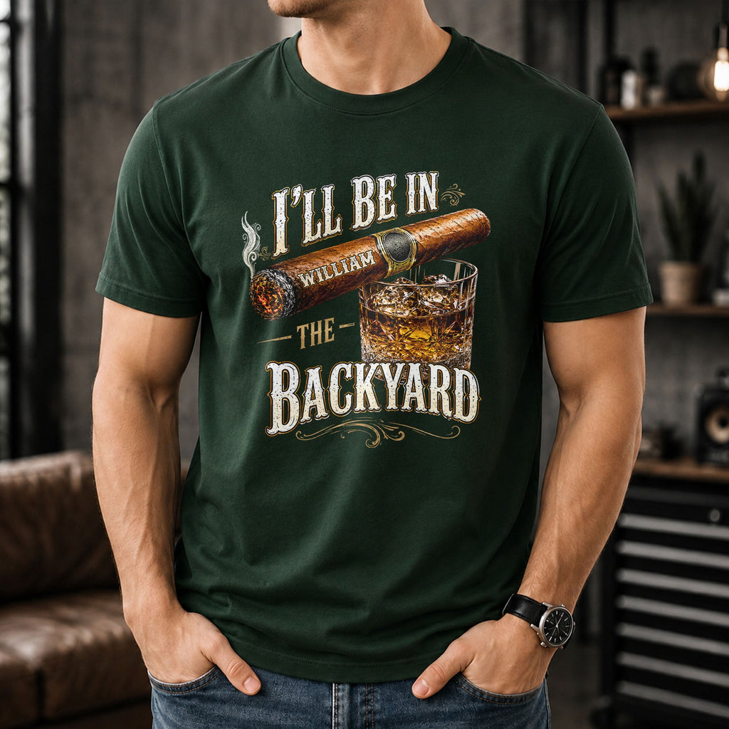 Personalized Backyard Cigar Whiskey Glass T-shirt Hoodie Gift for Him Shirt GradoCreations