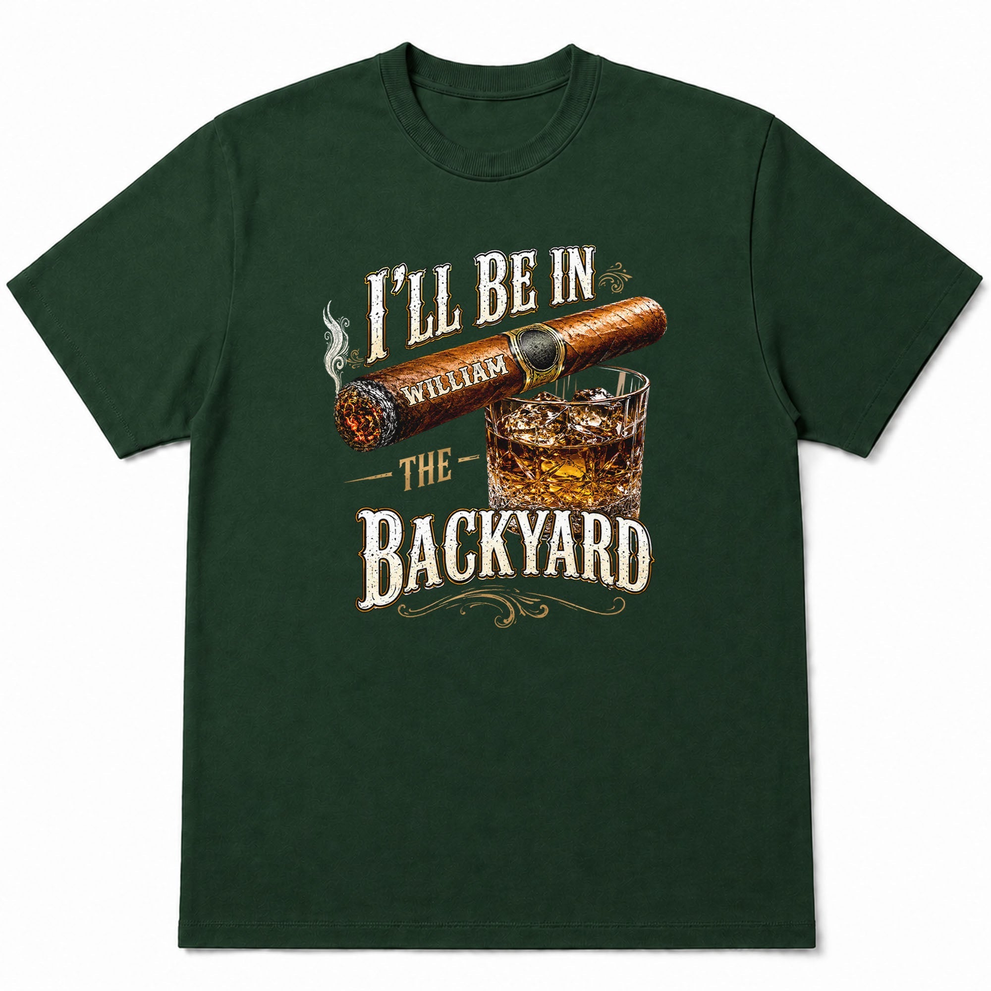 Personalized Backyard Cigar Whiskey Glass T-shirt Hoodie Gift for Him Shirt GradoCreations