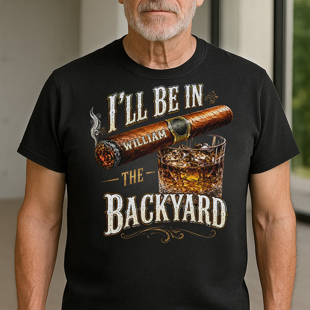 Personalized Backyard Cigar Whiskey Glass T-shirt Hoodie Gift for Him Shirt GradoCreations