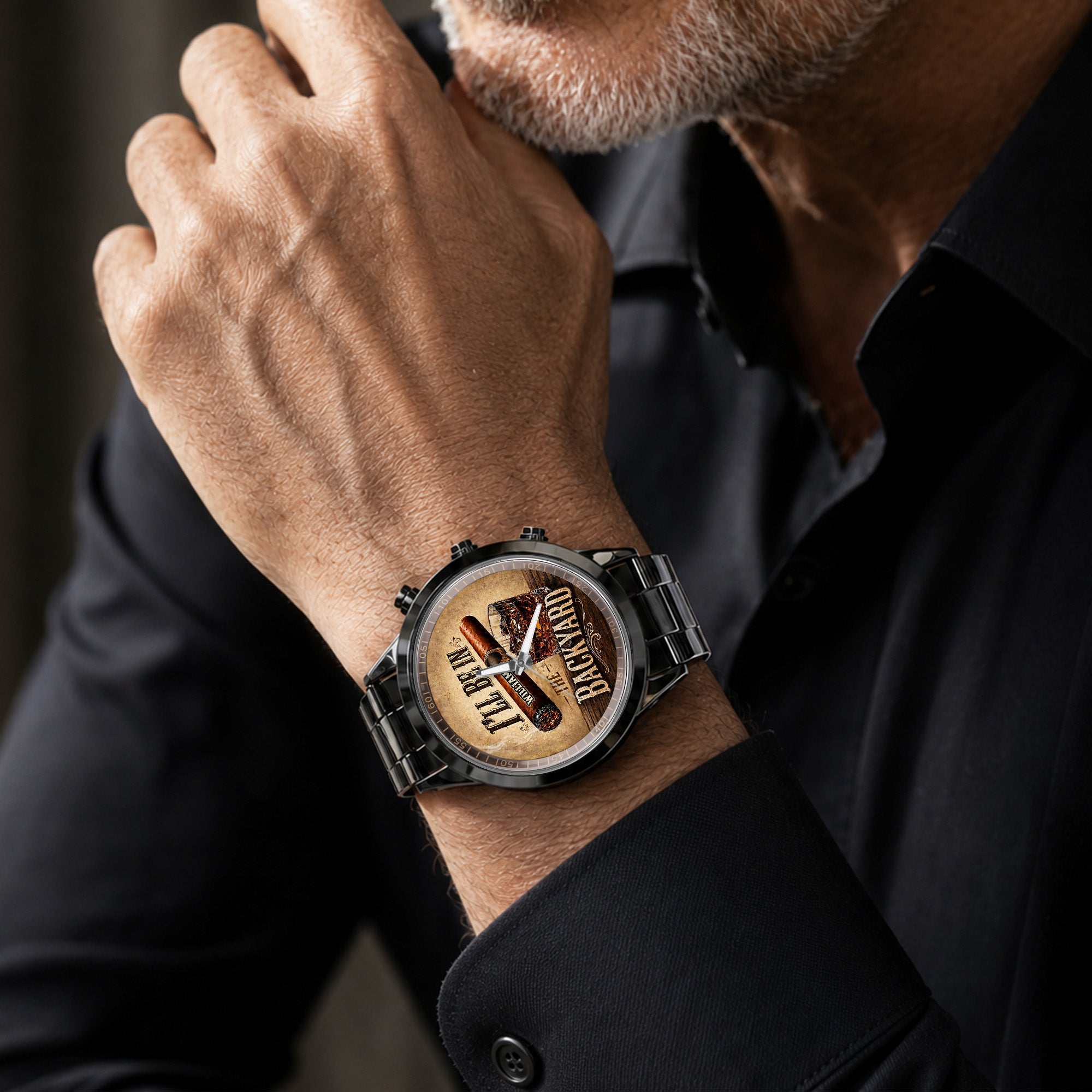 Personalized Men's Watch Custom Name Cigar Whiskey Gift for Him Men's Watch GradoCreations