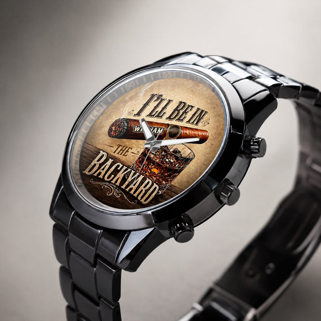 Personalized Men's Watch Custom Name Cigar Whiskey Gift for Him Men's Watch GradoCreations