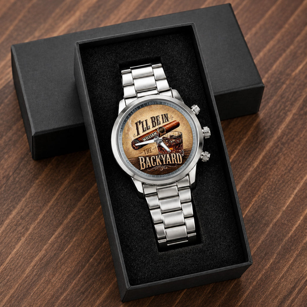 Personalized Men's Watch Custom Name Cigar Whiskey Gift for Him Men's Watch GradoCreations