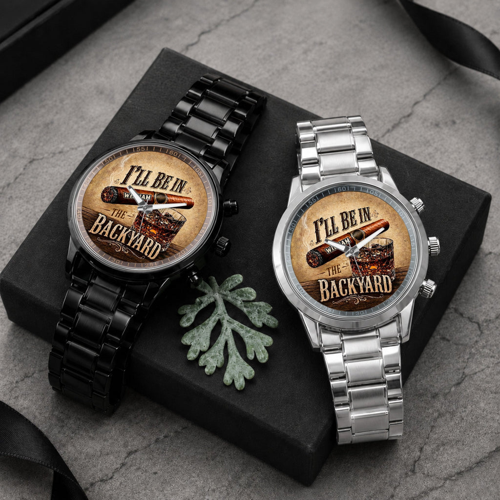 Personalized Men's Watch Custom Name Cigar Whiskey Gift for Him Men's Watch GradoCreations