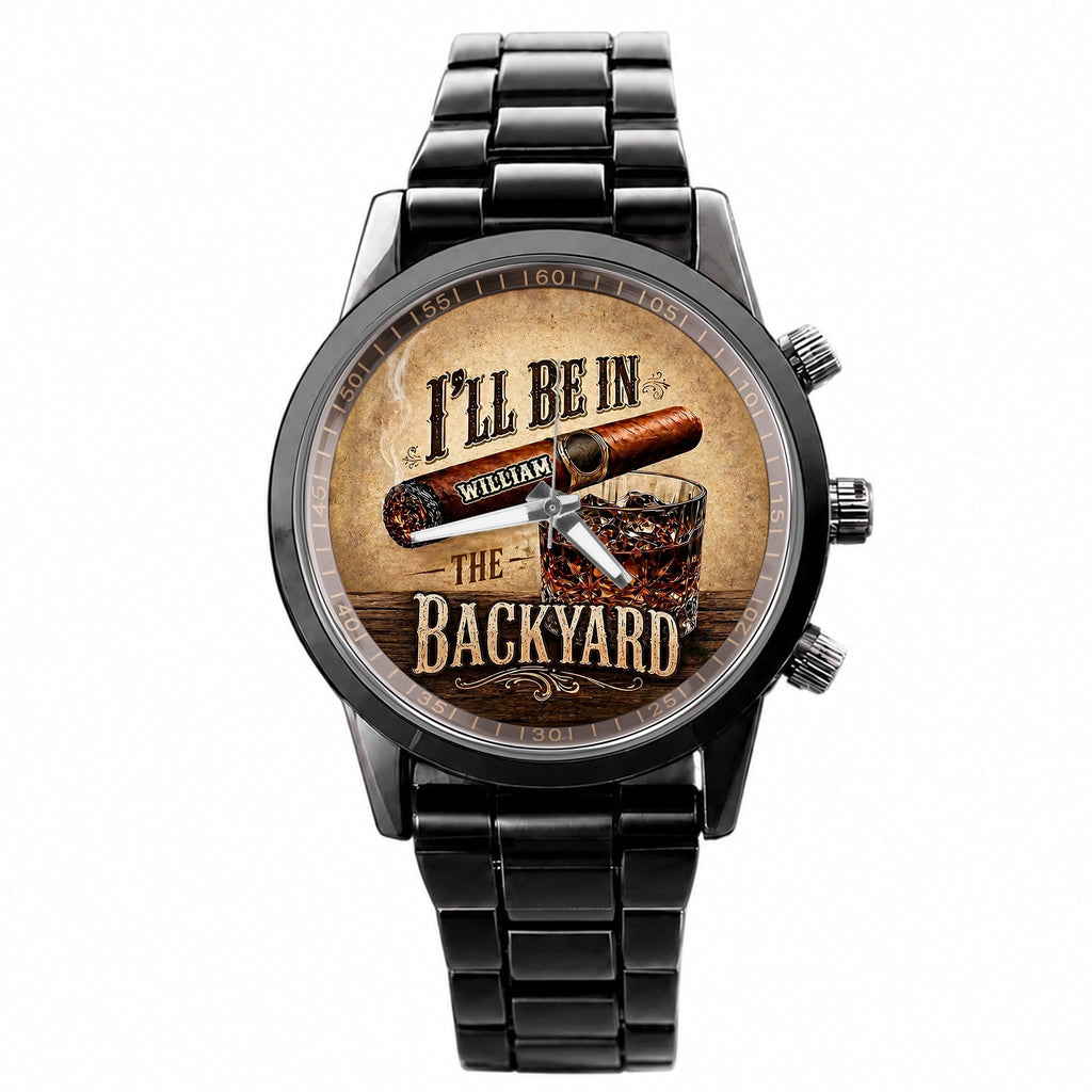 Personalized Men's Watch Custom Name Cigar Whiskey Gift for Him Men's Watch GradoCreations