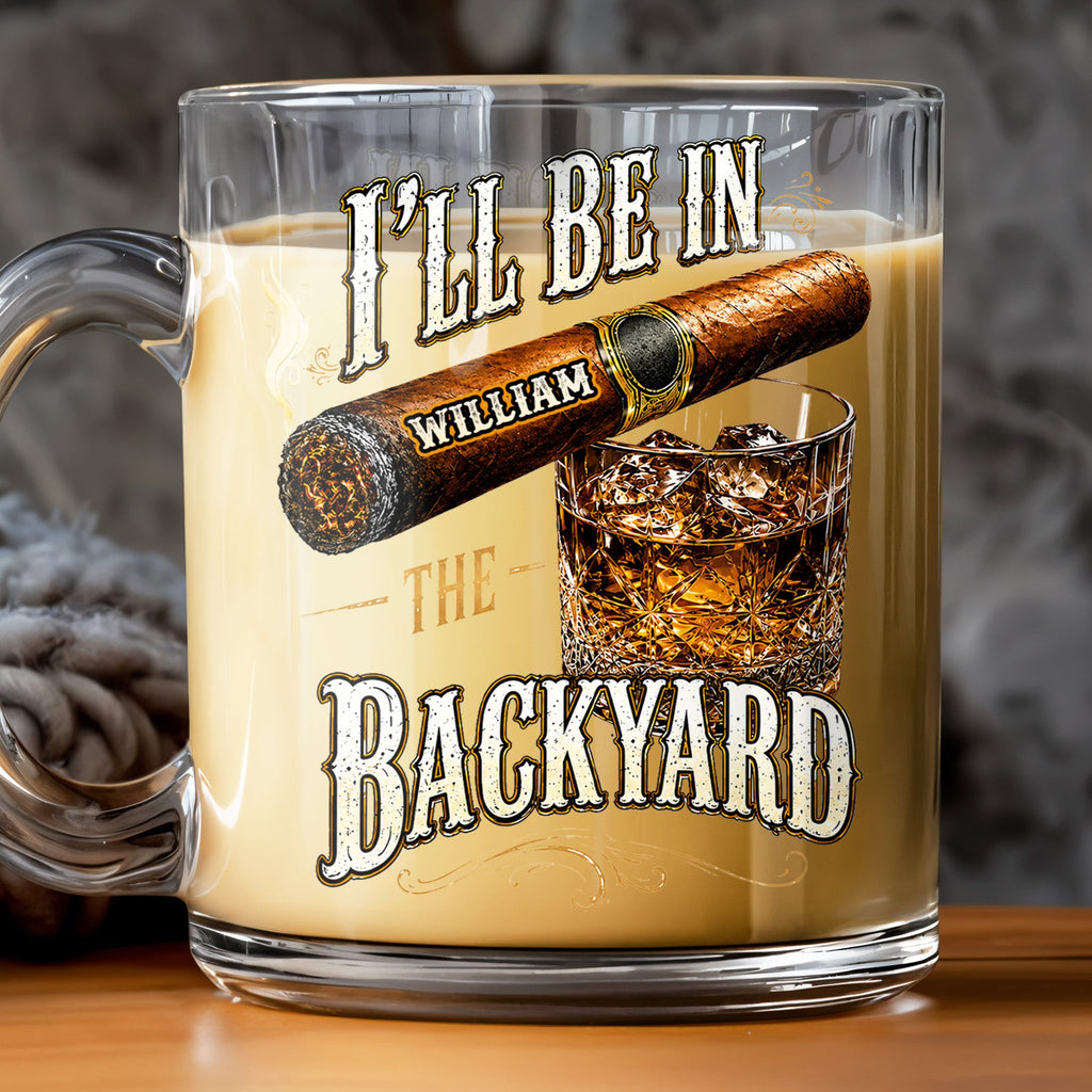 Personalized Cigar Whiskey Glass Mug Custom Name Gift for Dad