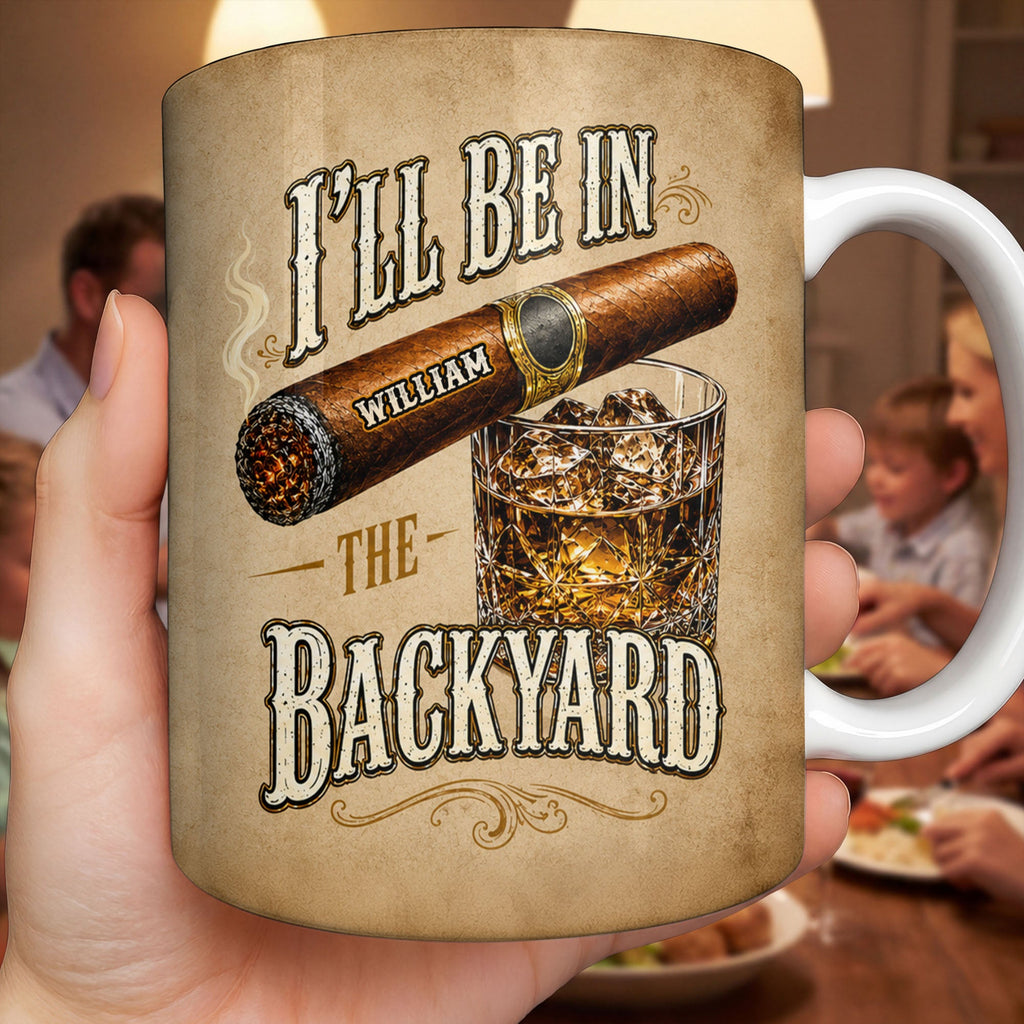 Personalized Cigar and Whiskey Glass Custom Mug Gift for Dad Edge-to-edge Mug GradoCreations