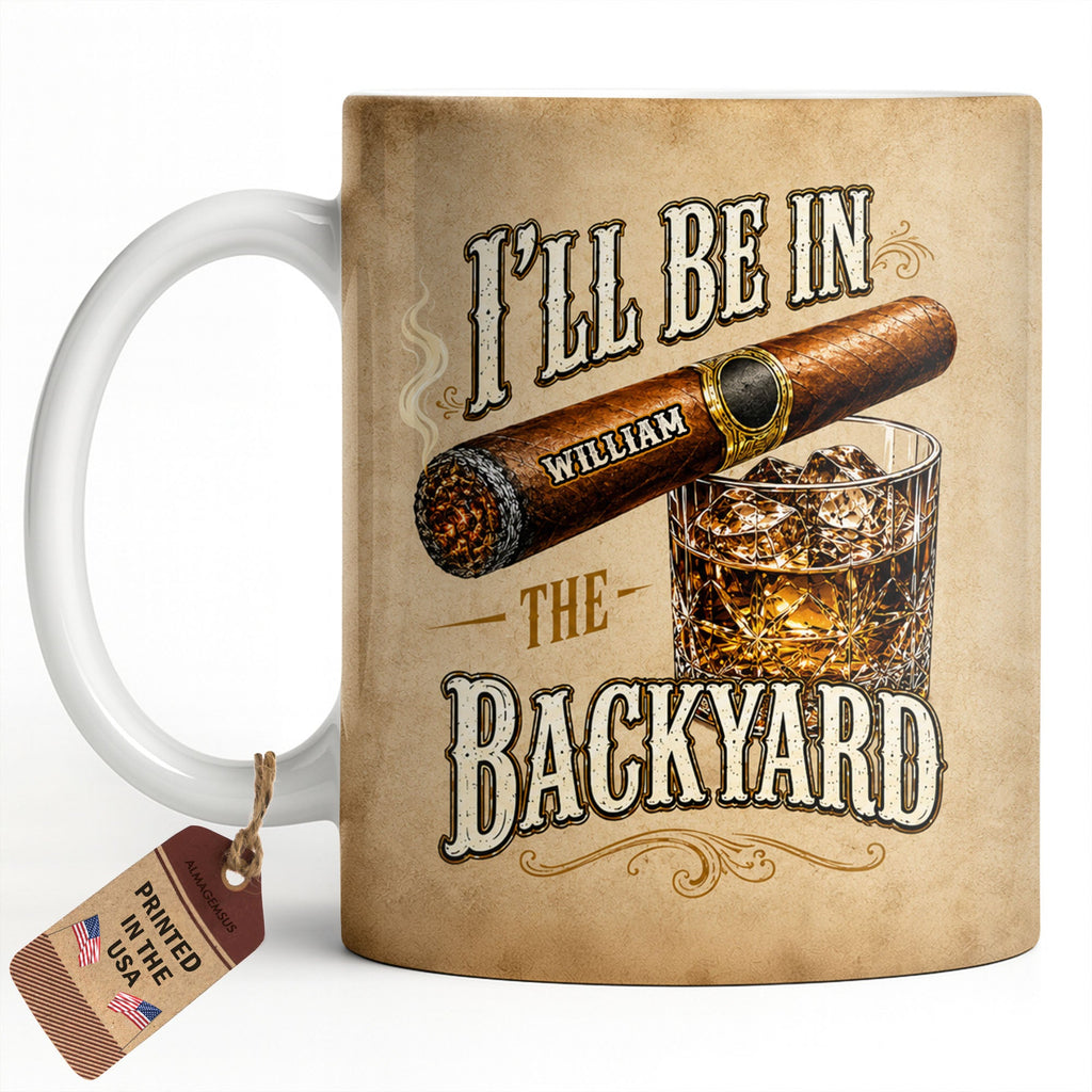 Personalized Cigar and Whiskey Glass Custom Mug Gift for Dad Edge-to-edge Mug GradoCreations