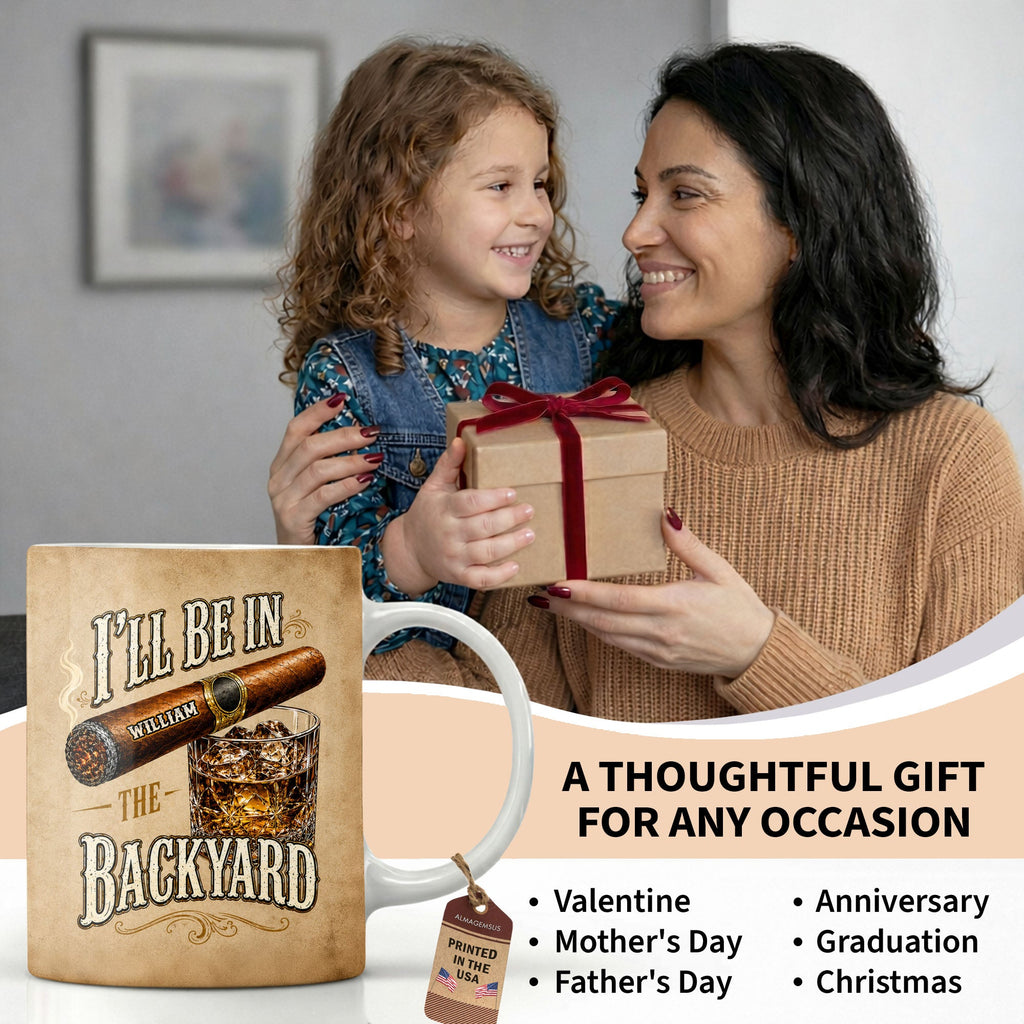 Personalized Cigar and Whiskey Glass Custom Mug Gift for Dad Edge-to-edge Mug GradoCreations