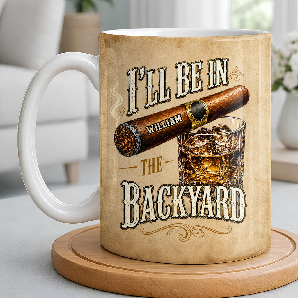 Personalized Cigar and Whiskey Glass Custom Mug Gift for Dad Edge-to-edge Mug GradoCreations