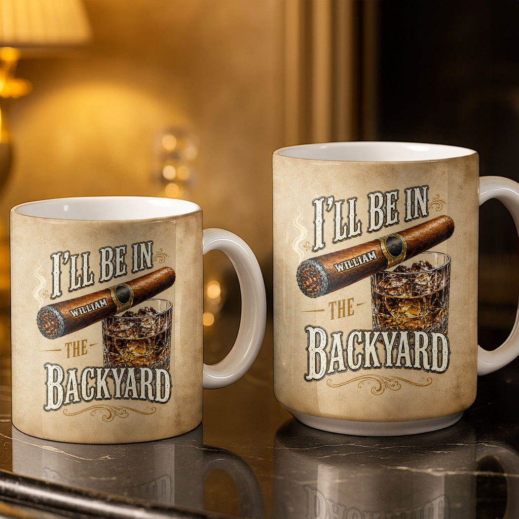 Personalized Cigar and Whiskey Glass Custom Mug Gift for Dad Edge-to-edge Mug GradoCreations