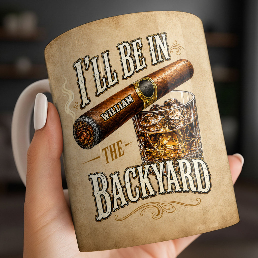 Personalized Cigar and Whiskey Glass Custom Mug Gift for Dad Edge-to-edge Mug GradoCreations