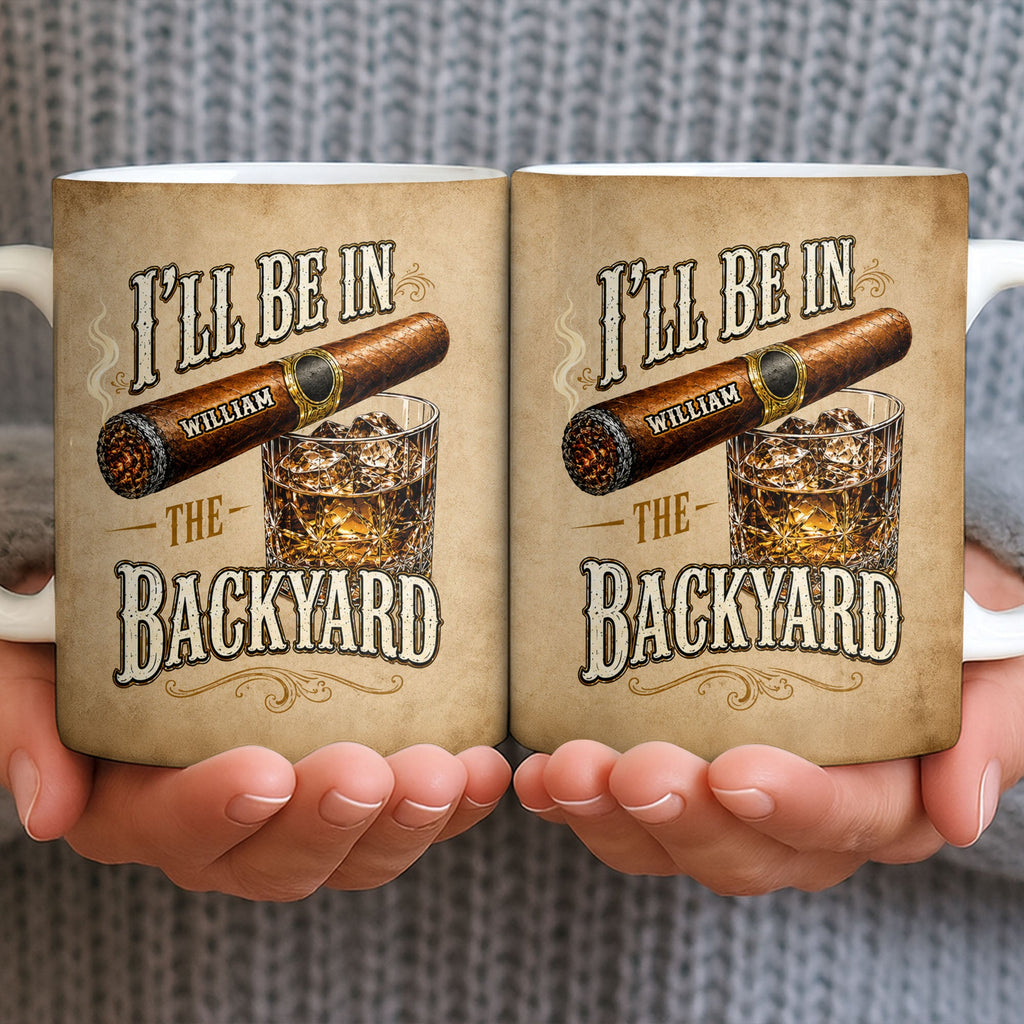 Personalized Cigar and Whiskey Glass Custom Mug Gift for Dad Edge-to-edge Mug GradoCreations