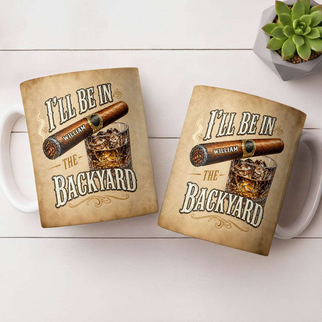 Personalized Cigar and Whiskey Glass Custom Mug Gift for Dad Edge-to-edge Mug GradoCreations
