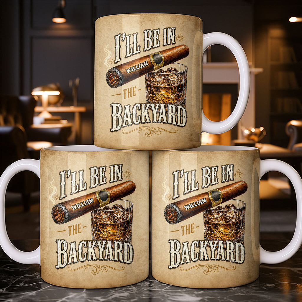 Personalized Cigar and Whiskey Glass Custom Mug Gift for Dad Edge-to-edge Mug GradoCreations