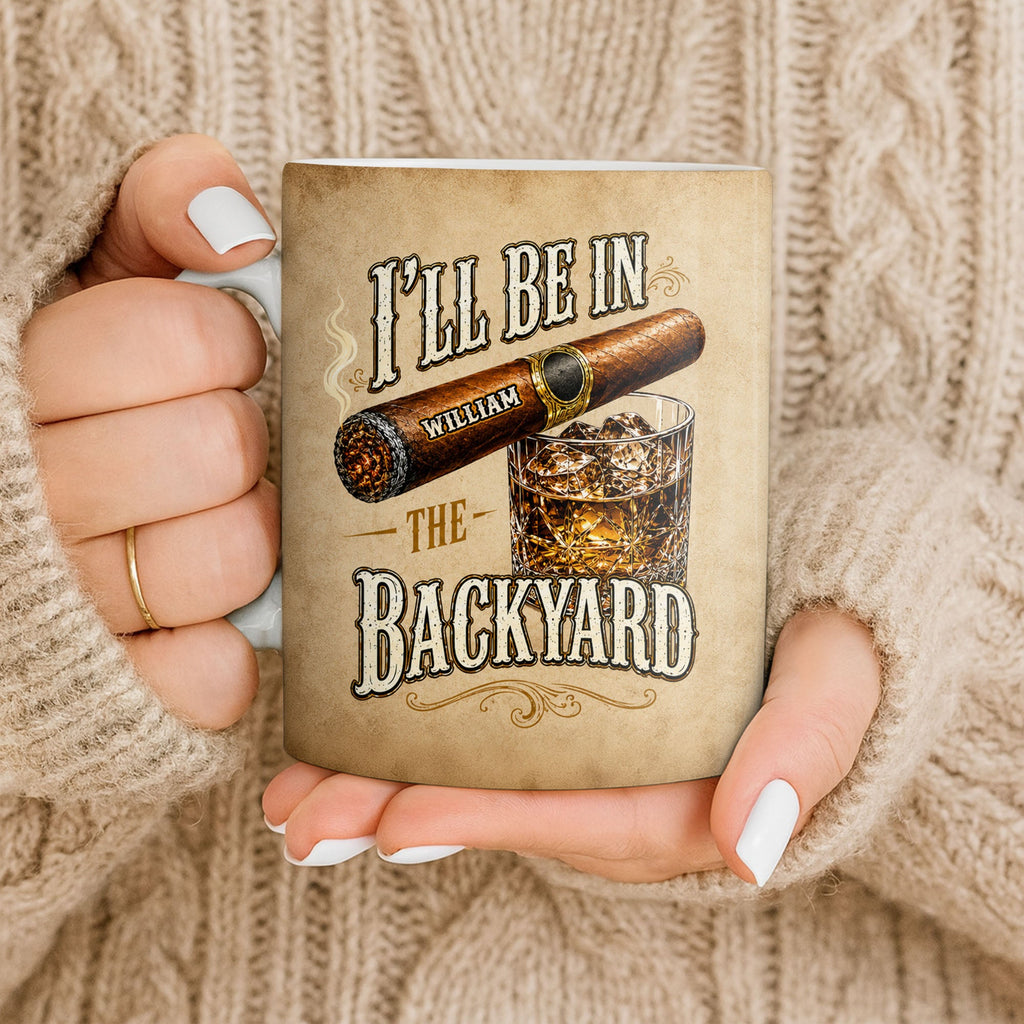 Personalized Cigar and Whiskey Glass Custom Mug Gift for Dad Edge-to-edge Mug GradoCreations