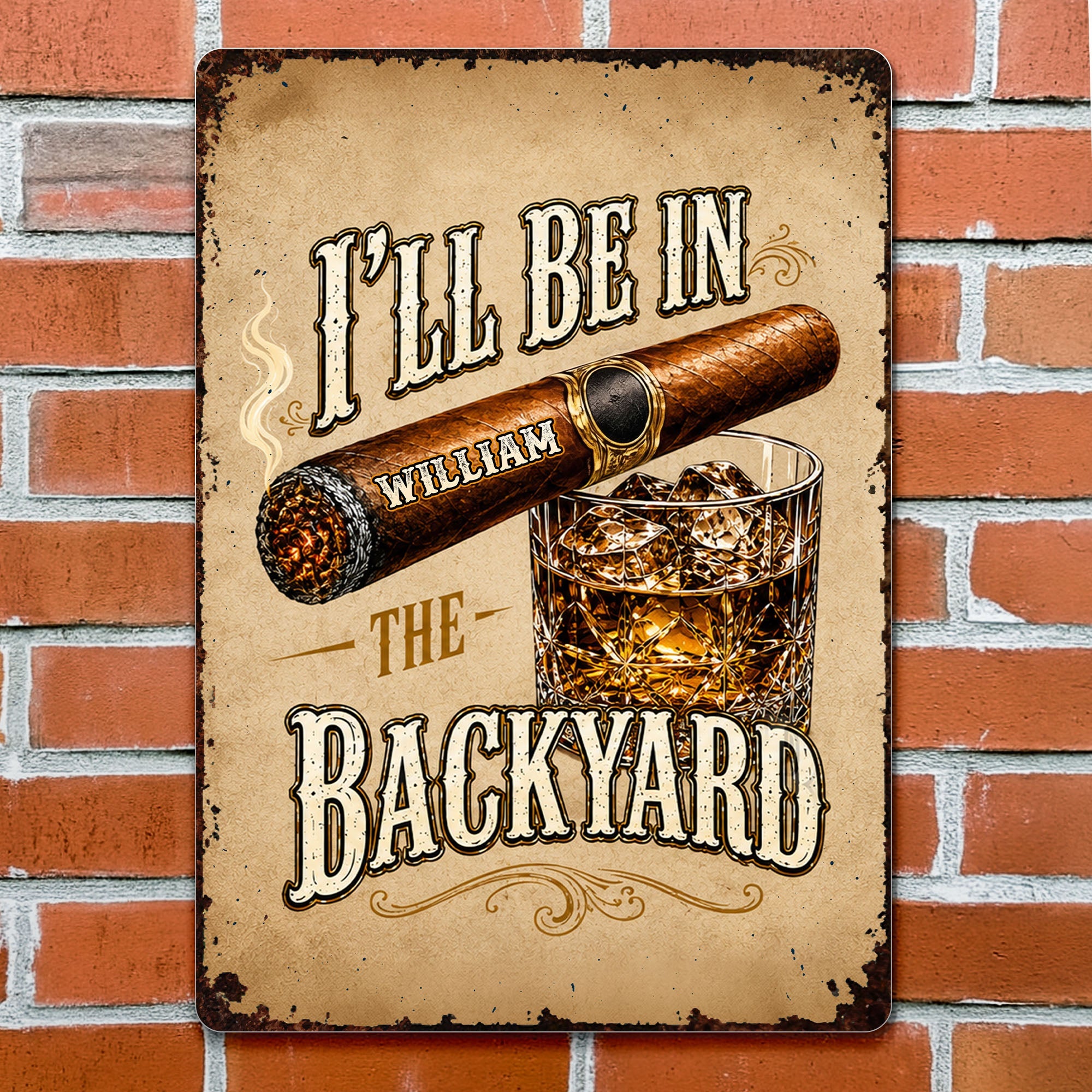 Personalized Metal Sign Custom Name Backyard Gift for Him