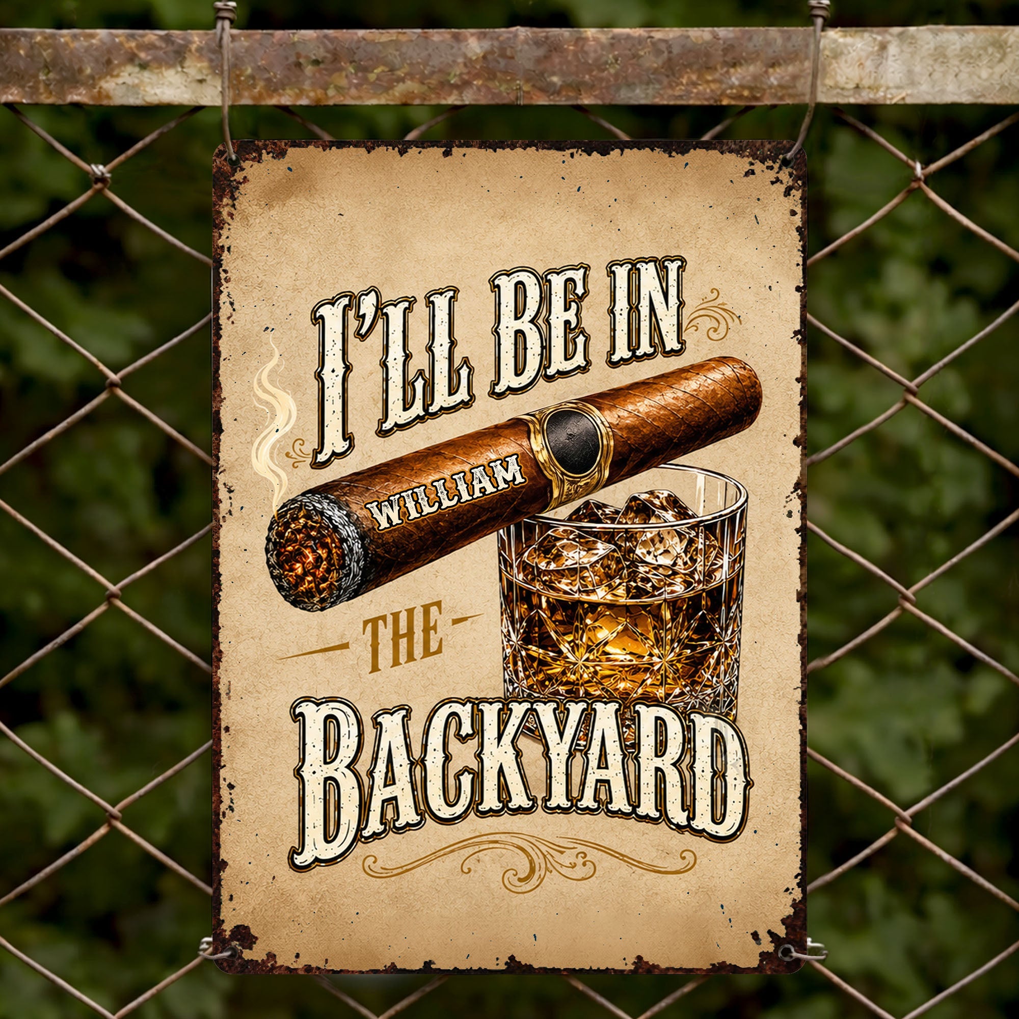 Personalized Metal Sign Custom Name Backyard Gift for Him