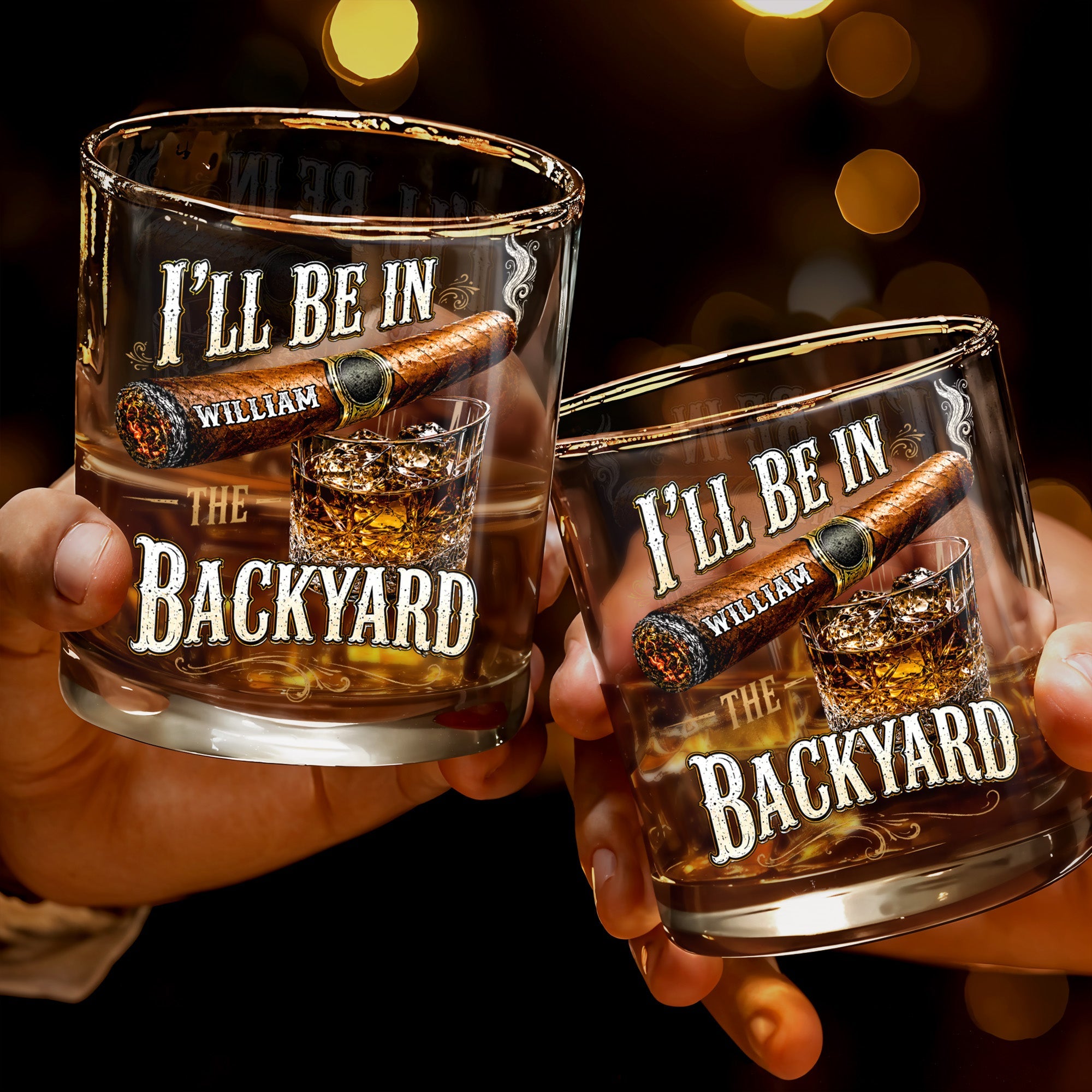Personalized Custom Whiskey Glass Gift for Dad Cigar Lovers Whiskey Glass GradoCreations