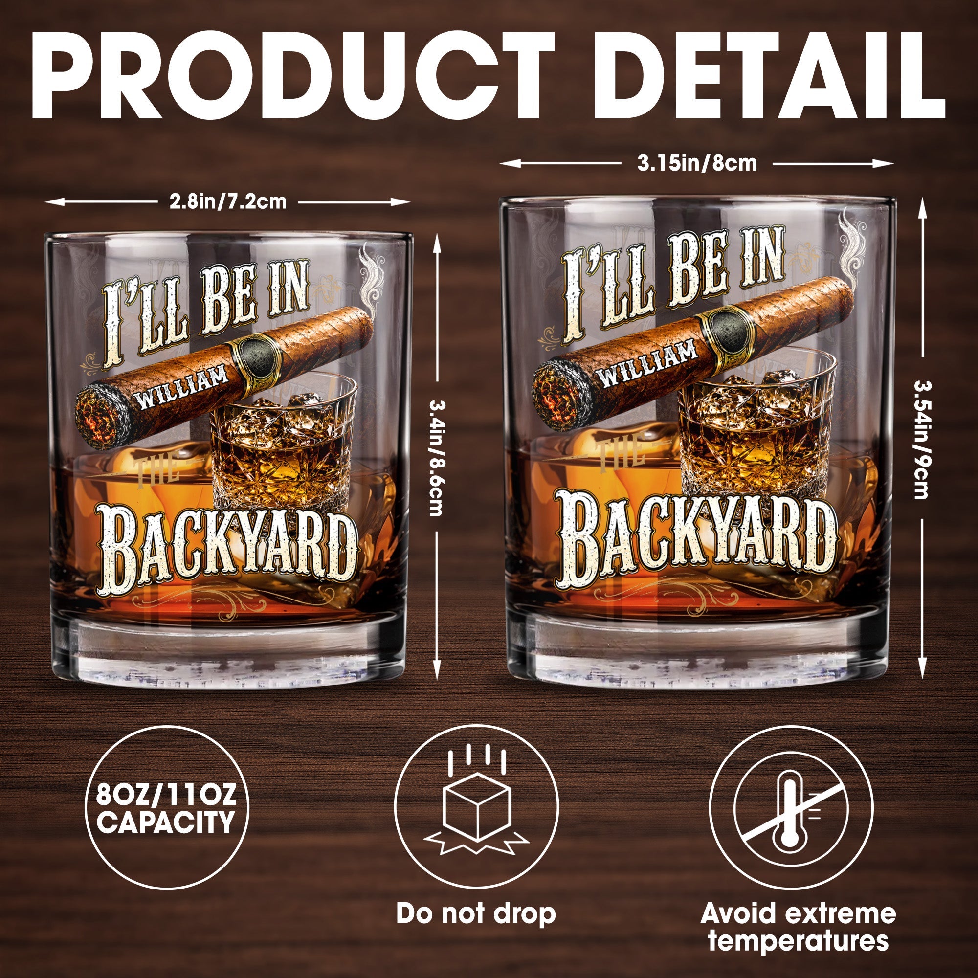 Personalized Custom Whiskey Glass Gift for Dad Cigar Lovers Whiskey Glass GradoCreations