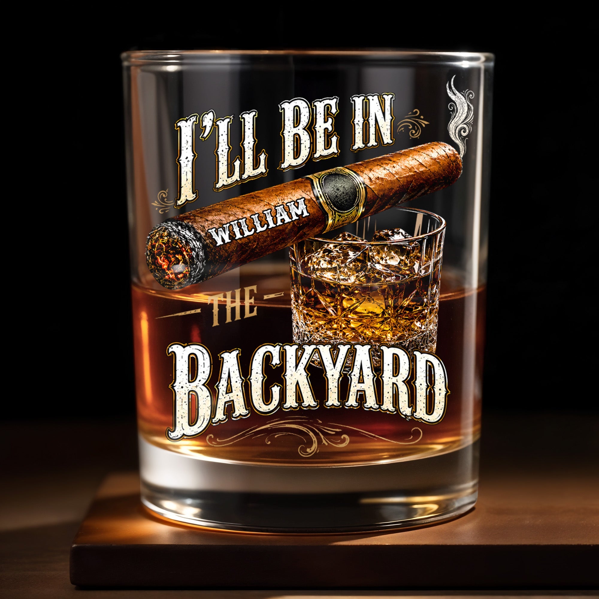 Personalized Custom Whiskey Glass Gift for Dad Cigar Lovers Whiskey Glass GradoCreations