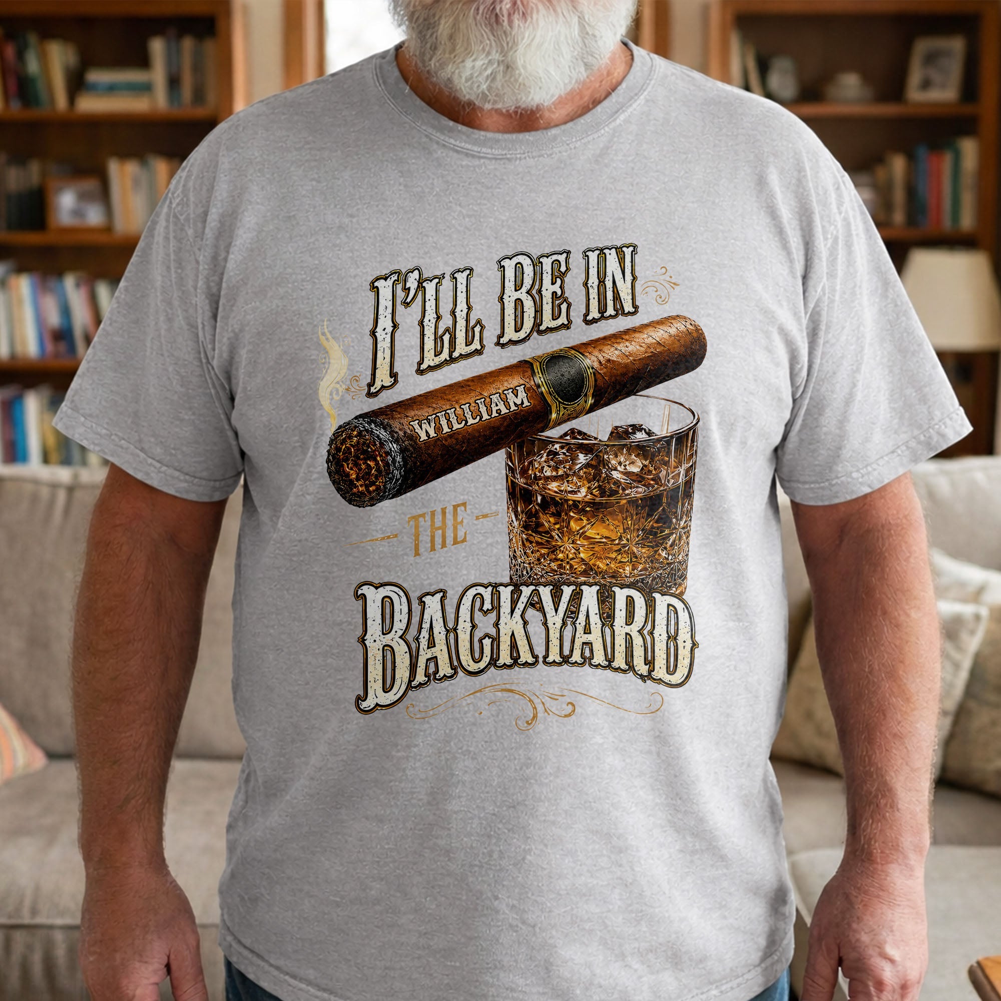 Personalized Cigar and Whiskey Glass T-Shirt Hoodie Gift for Him Shirt GradoCreations