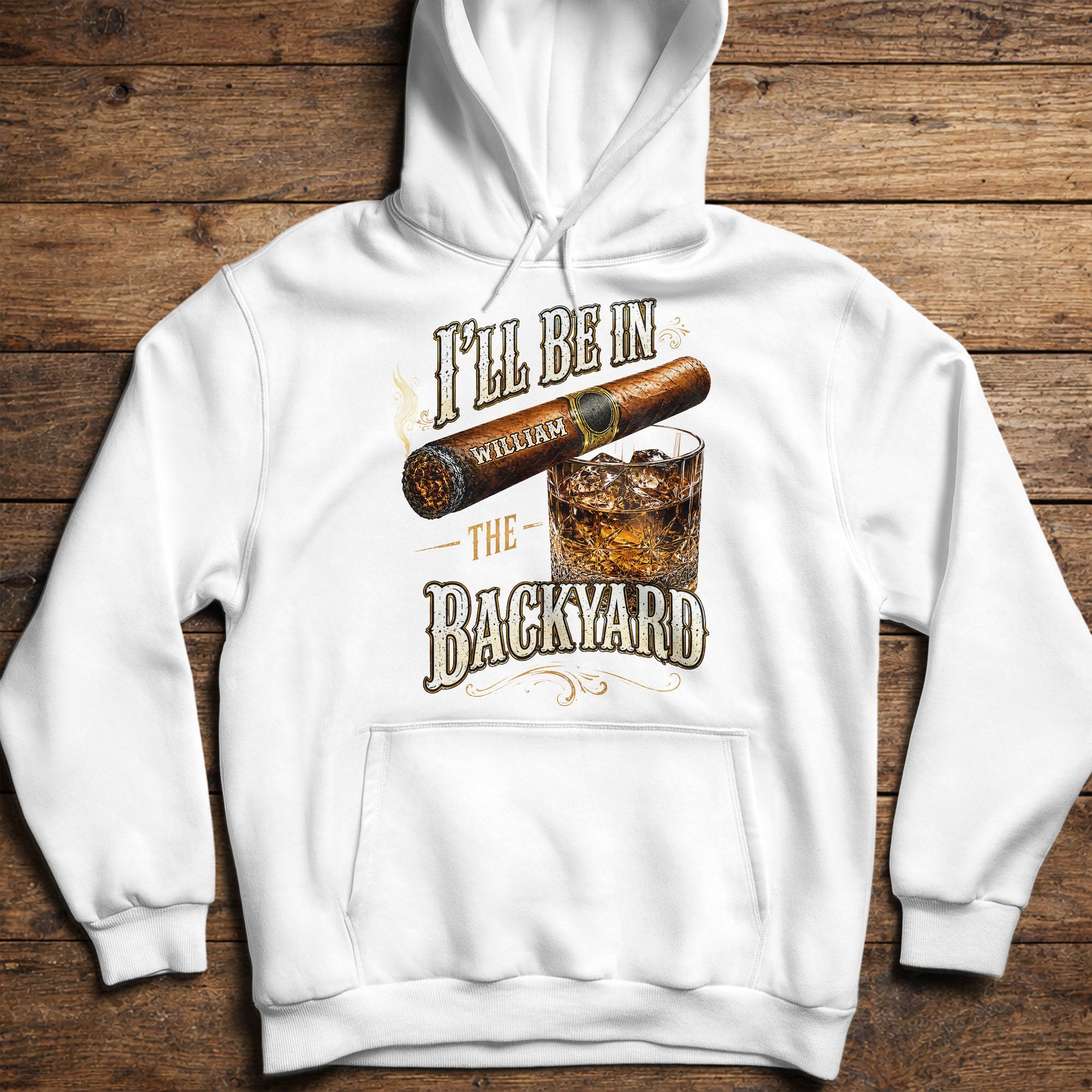 Personalized Cigar and Whiskey Glass T-Shirt Hoodie Gift for Him Shirt GradoCreations