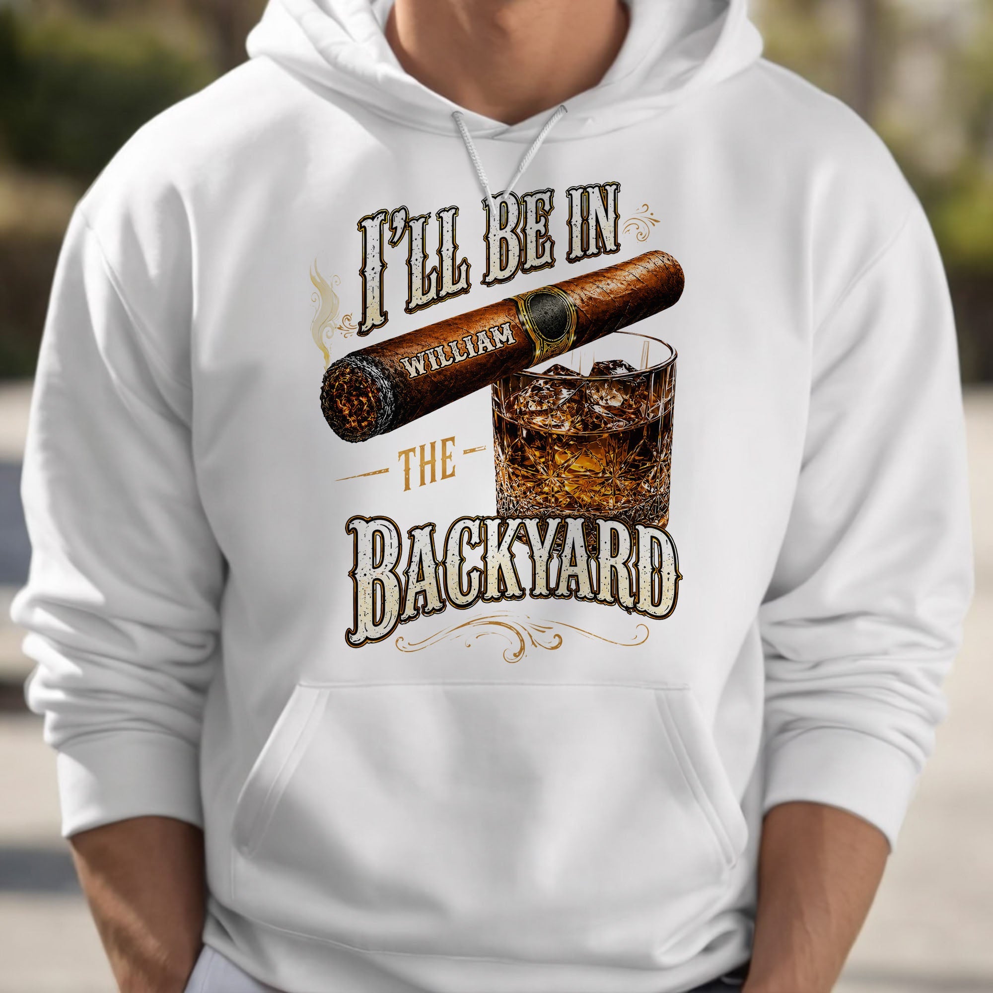 Personalized Cigar and Whiskey Glass T-Shirt Hoodie Gift for Him Shirt GradoCreations