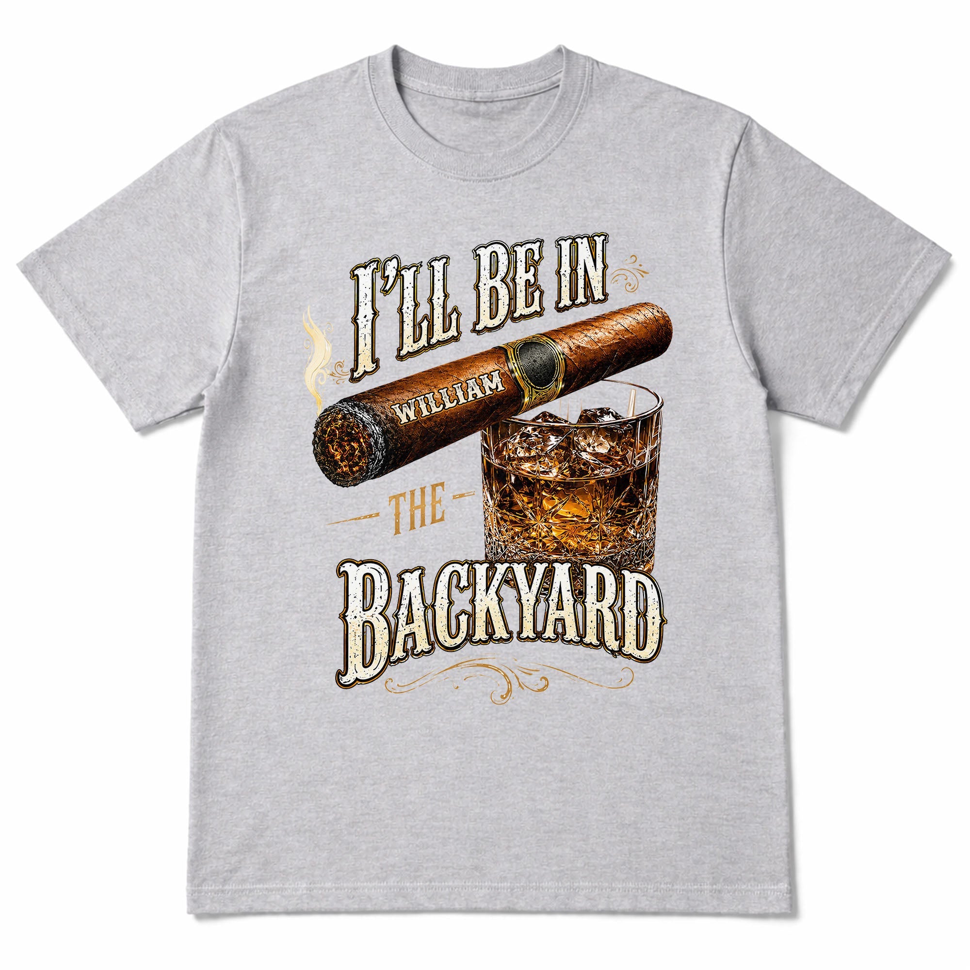 Personalized Cigar and Whiskey Glass T-Shirt Hoodie Gift for Him Shirt GradoCreations