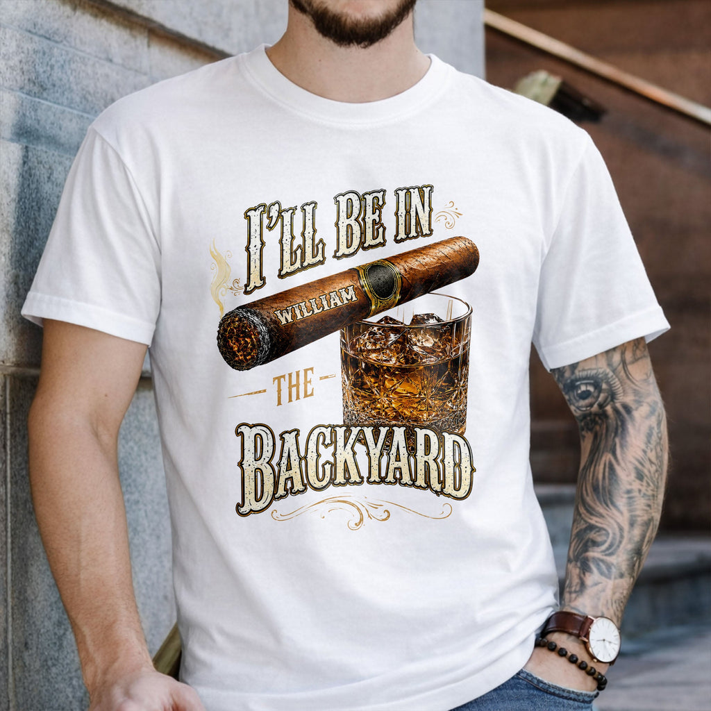 Personalized Cigar and Whiskey Glass T-Shirt Hoodie Gift for Him Shirt GradoCreations