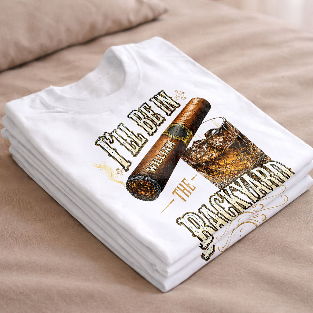 Personalized Cigar and Whiskey Glass T-Shirt Hoodie Gift for Him Shirt GradoCreations