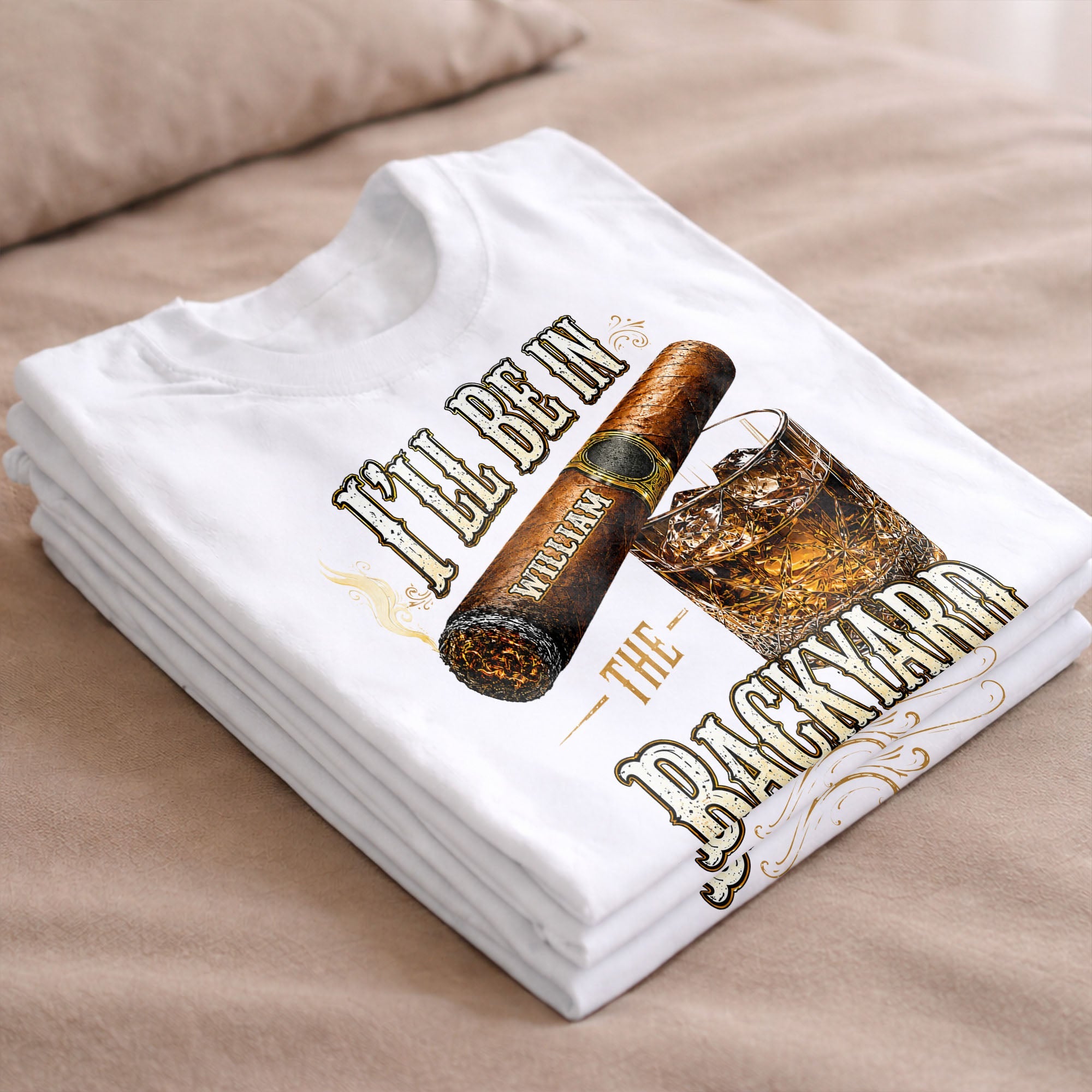 Personalized Cigar and Whiskey Glass T-Shirt Hoodie Gift for Him Shirt GradoCreations