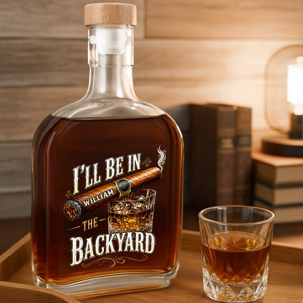 Personalized Whiskey Bottle Custom Name Cigar Gift for Him Whiskey Bottle GradoCreations