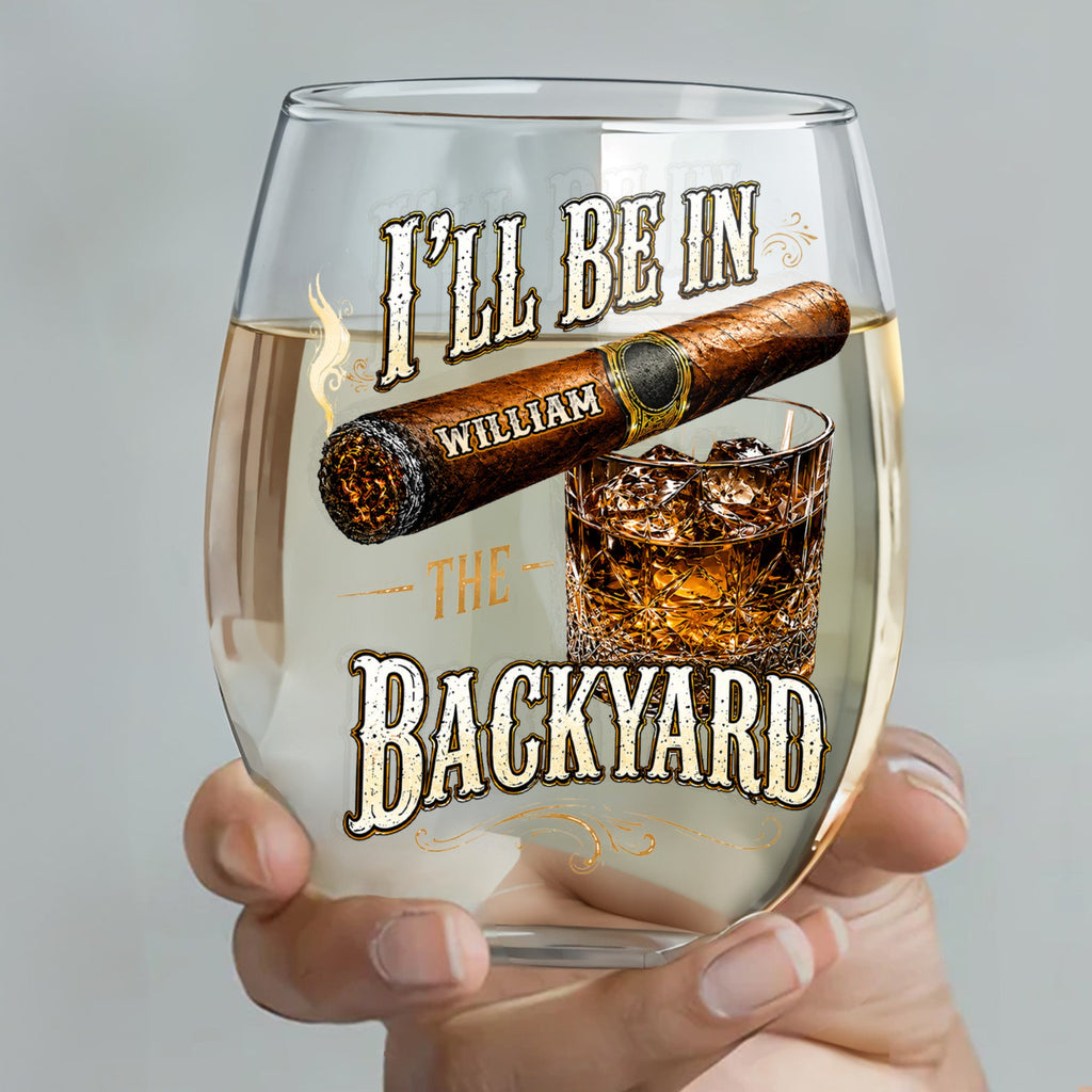 Personalized Stemless Wine Glass Custom Name Cigar Whiskey Gift for Men