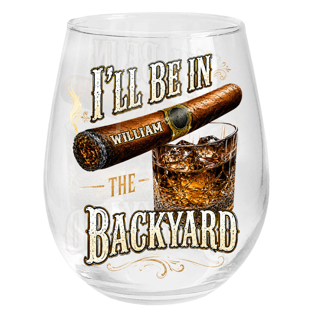 Personalized Stemless Wine Glass Custom Name Cigar Whiskey Gift for Men