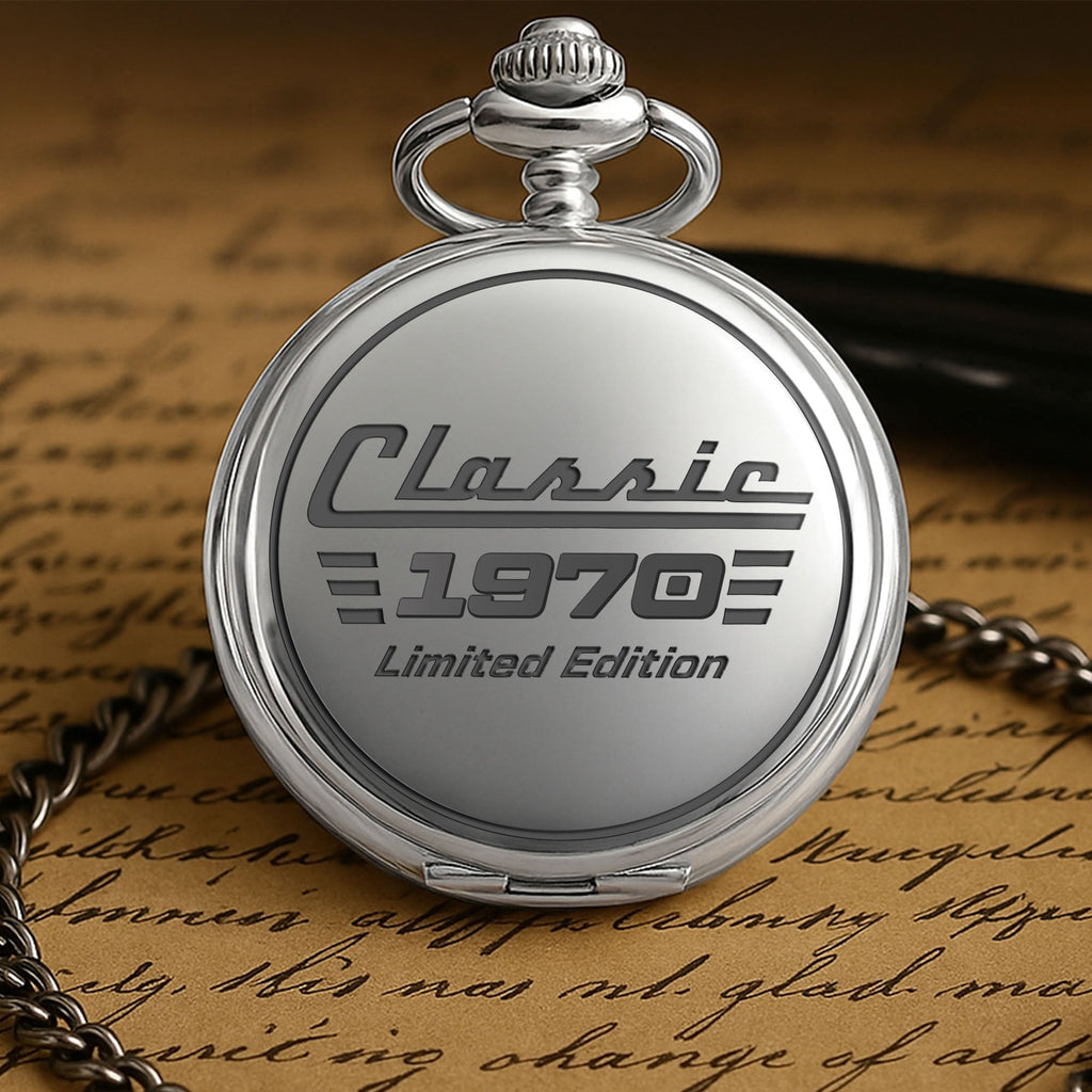 Personalized Silver Plated Pocket Watch Custom Birth Year Gift for Dad Pocket Watch GradoCreations