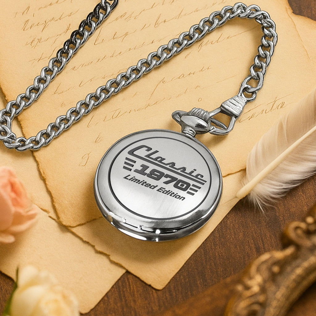 Personalized Silver Plated Pocket Watch Custom Birth Year Gift for Dad Pocket Watch GradoCreations
