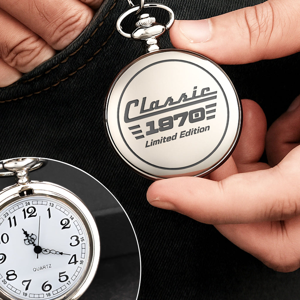 Personalized Silver Plated Pocket Watch Custom Birth Year Gift for Dad Pocket Watch GradoCreations