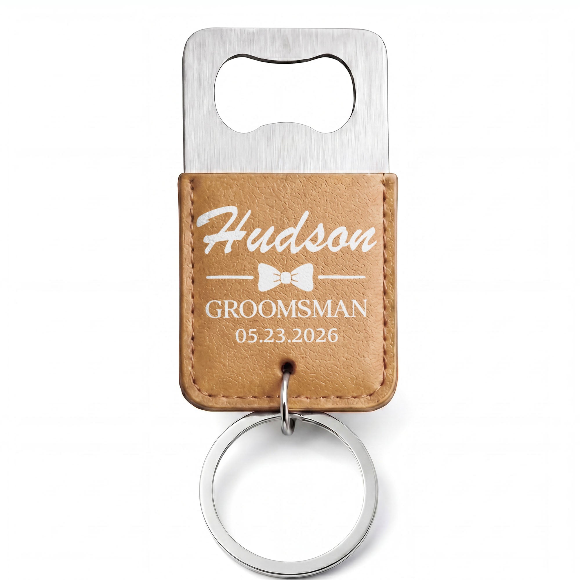Personalized Leather Bottle Opener Keychain Custom Name Gift for Groomsman Leather Bottle Opener Keychain GradoCreations