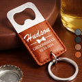 Personalized Leather Bottle Opener Keychain Custom Name Gift for Groomsman Leather Bottle Opener Keychain GradoCreations