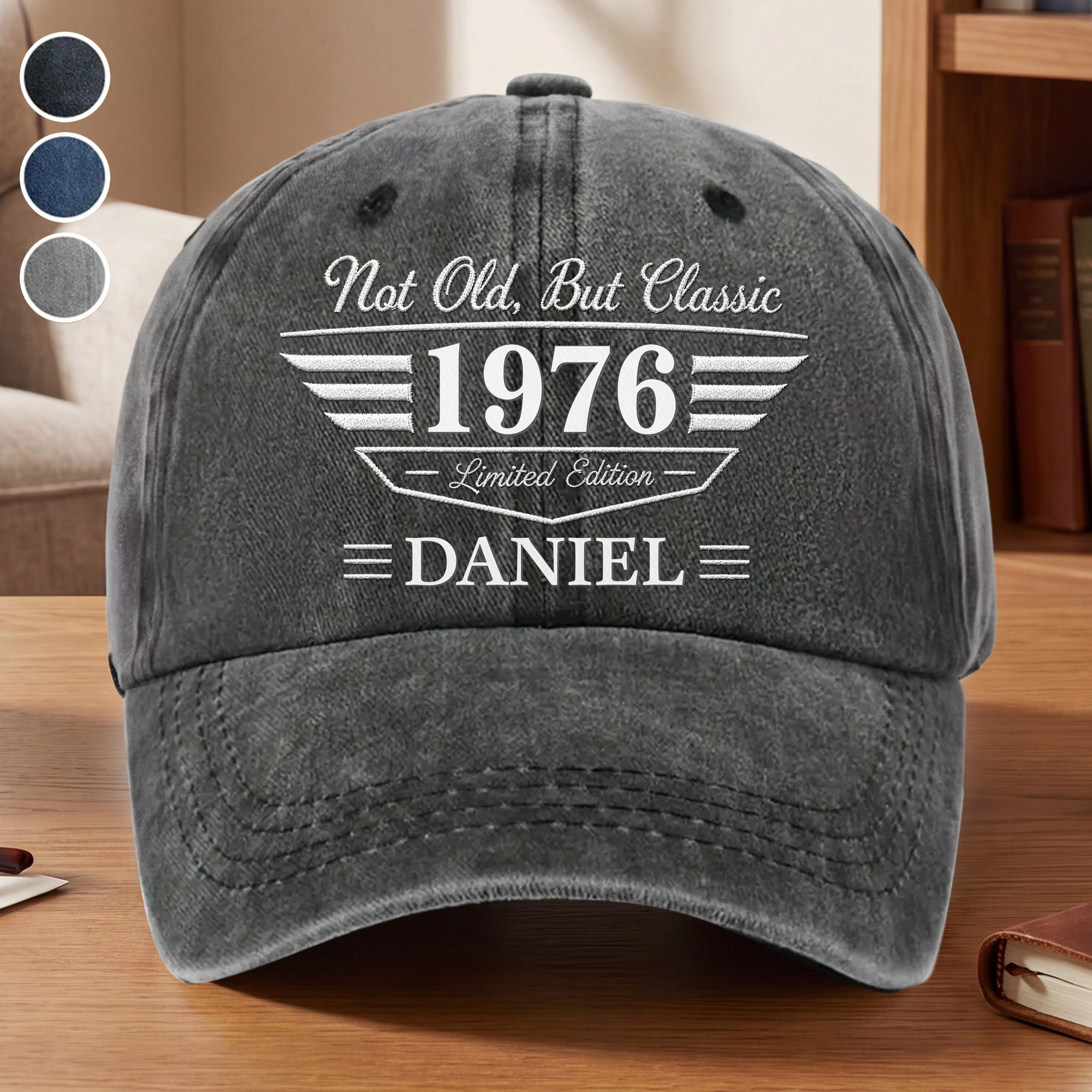 Personalized Washed Denim Cap Custom Name Gift for Dad Washed Denim Cap GradoCreations