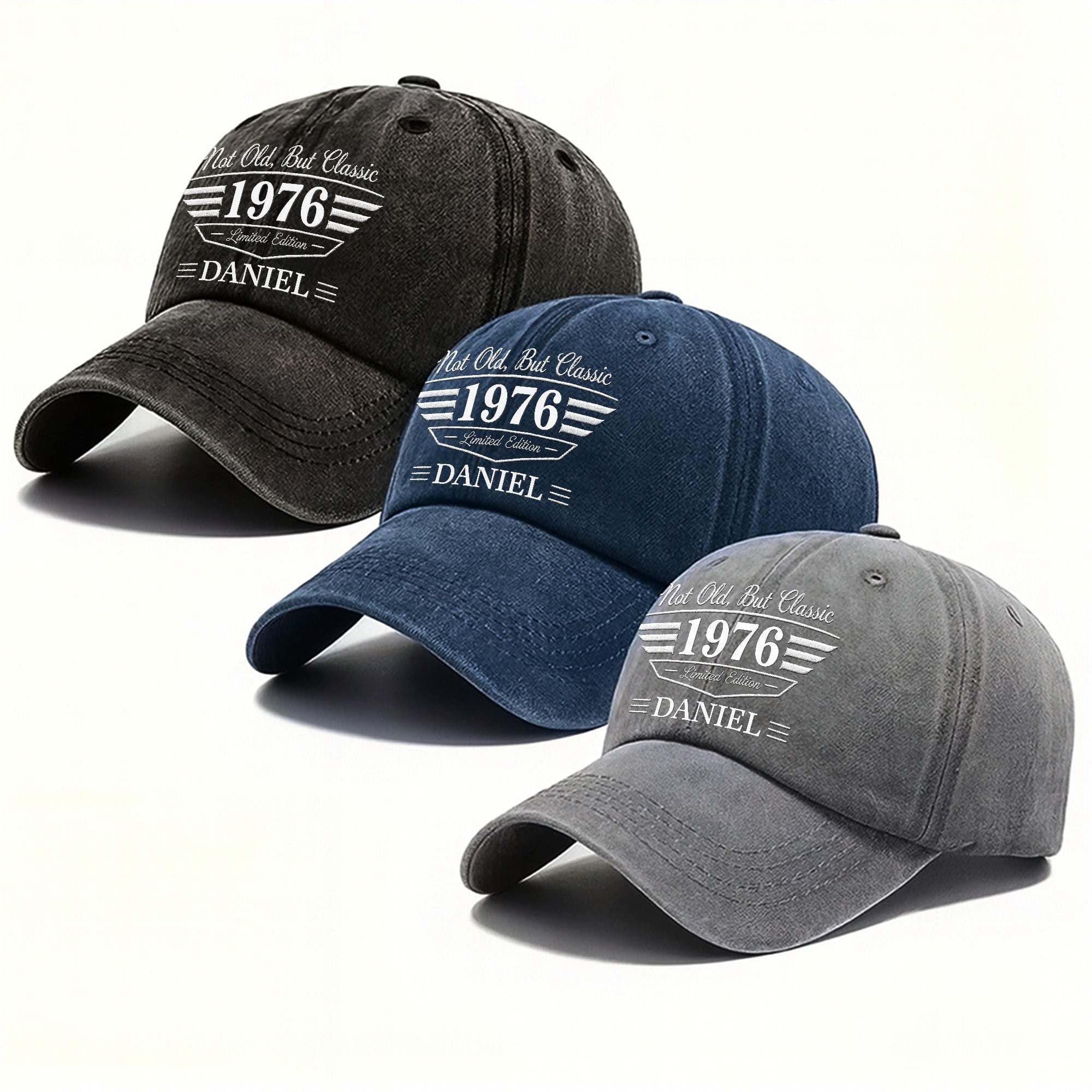 Personalized Washed Denim Cap Custom Name Gift for Dad