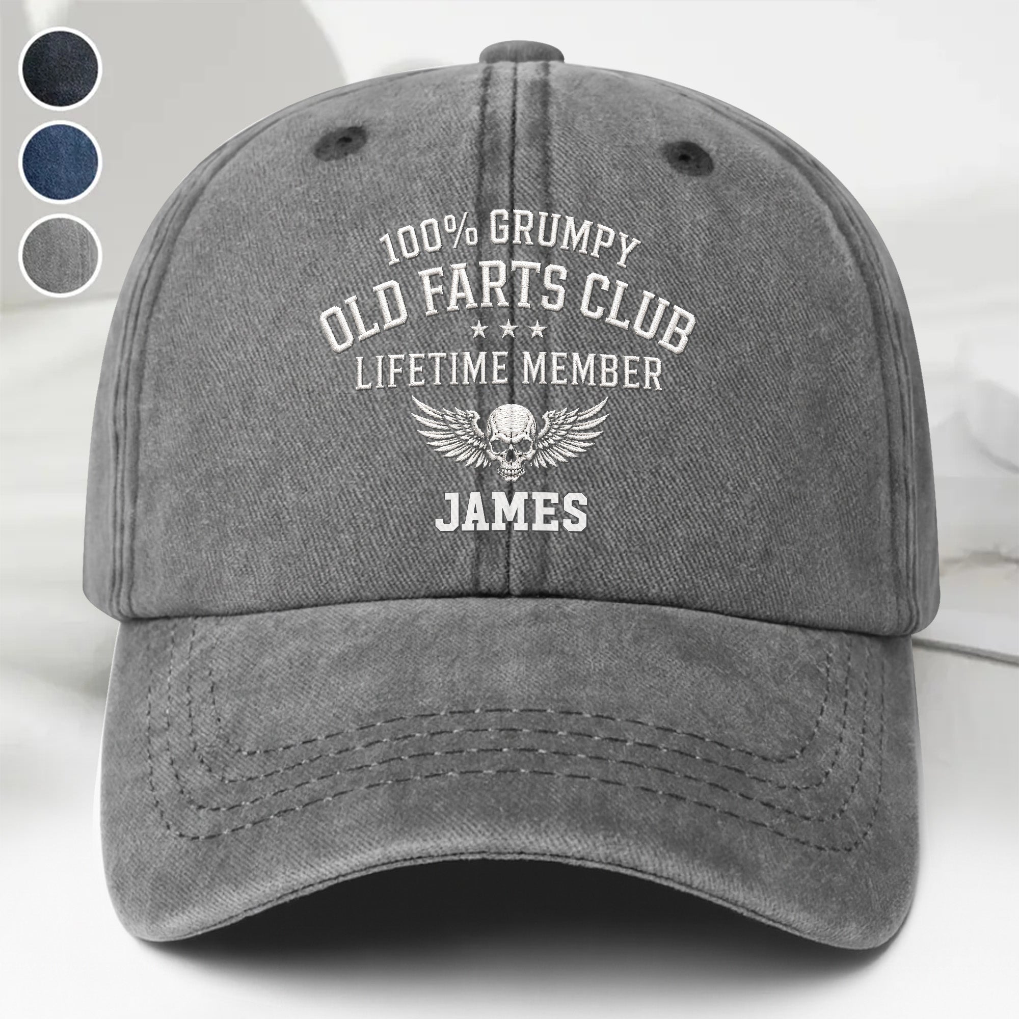 Personalized Washed Denim Cap Grumpy Old Farts Club Gift for Dad