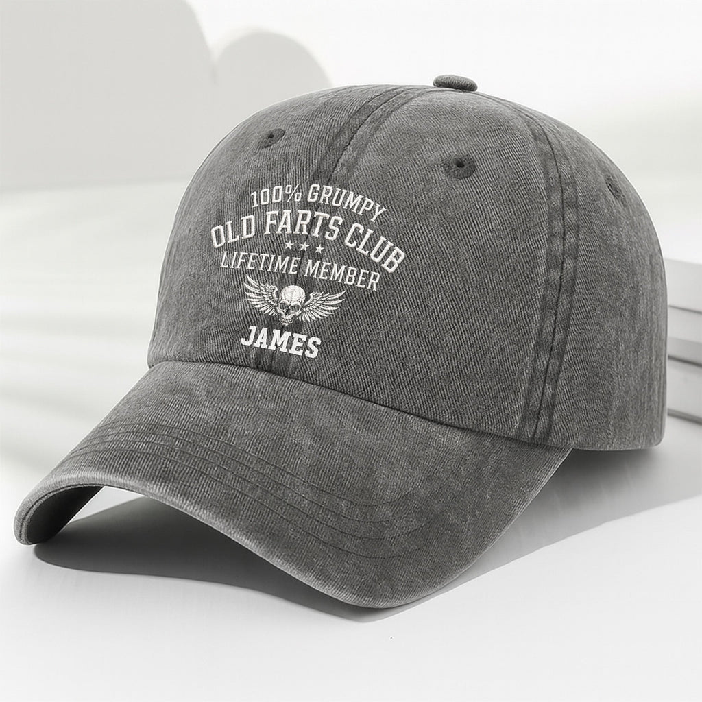 Personalized Washed Denim Cap Grumpy Old Farts Club Gift for Dad Washed Denim Cap GradoCreations