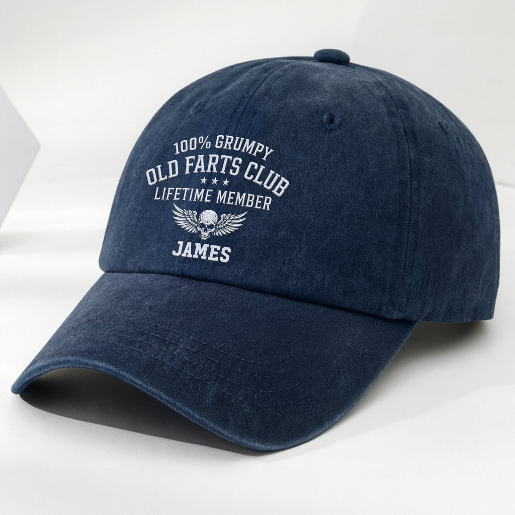Personalized Washed Denim Cap Grumpy Old Farts Club Gift for Dad Washed Denim Cap GradoCreations