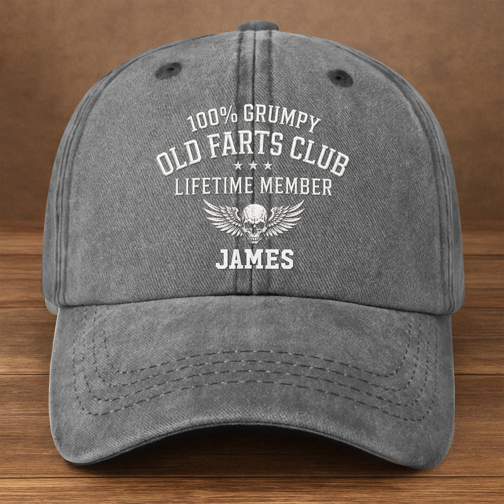 Personalized Washed Denim Cap Grumpy Old Farts Club Gift for Dad Washed Denim Cap GradoCreations