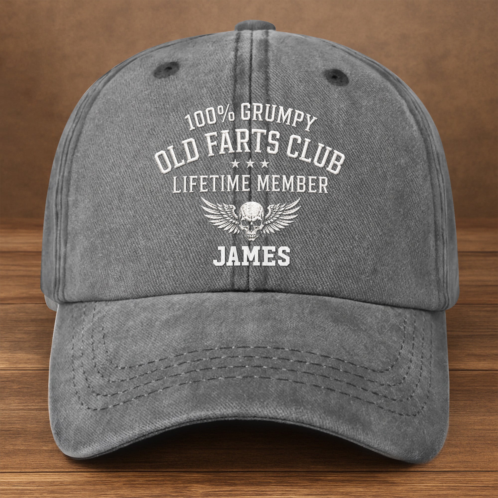 Personalized Washed Denim Cap Grumpy Old Farts Club Gift for Dad Washed Denim Cap GradoCreations
