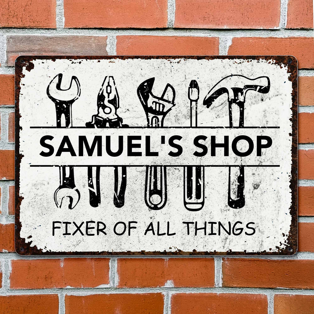 Personalized Metal Sign Custom Name Gift for Dad Handyman Metal Sign GradoCreations