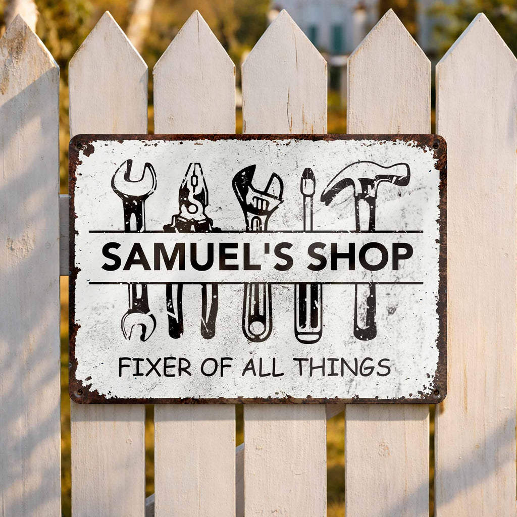 Personalized Metal Sign Custom Name Gift for Dad Handyman Metal Sign GradoCreations