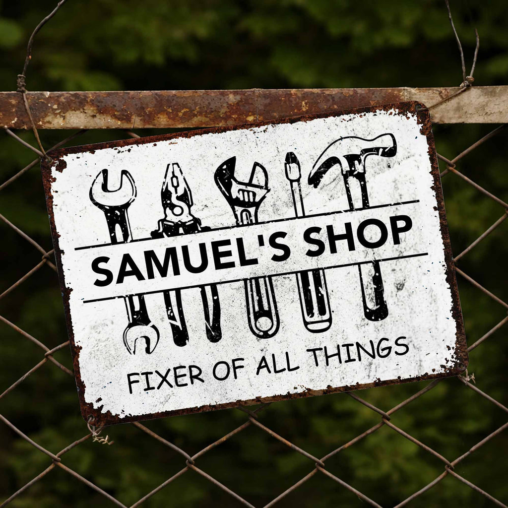Personalized Metal Sign Custom Name Gift for Dad Handyman Metal Sign GradoCreations